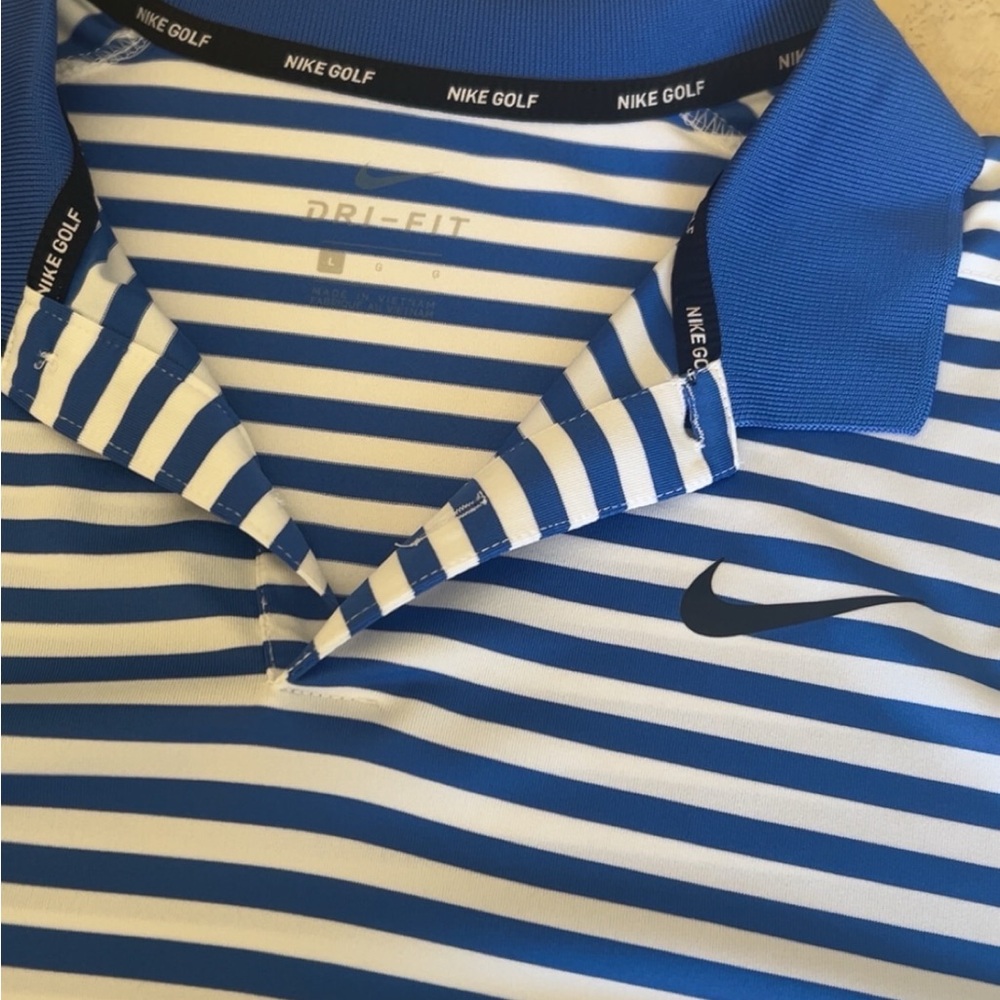 MENS BLUE AND WHITE NIKE GOLF SHIRT